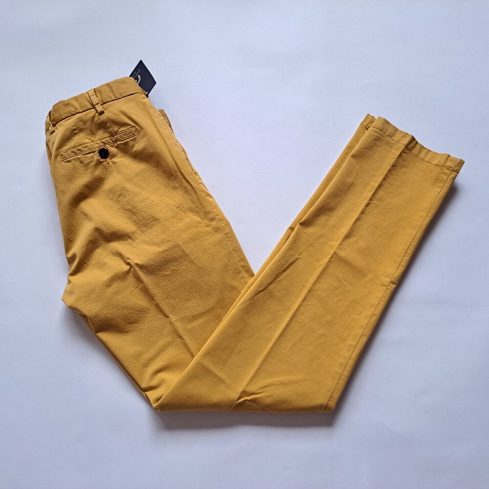 NEW Germano Men's Italian Slim Stretch Yellow Pants Size IT 46 / US 32